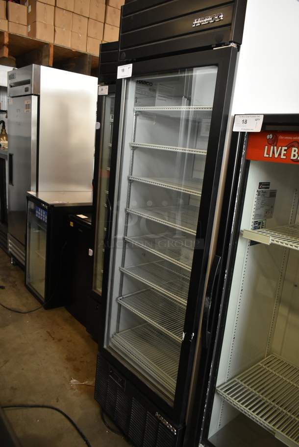 2019 Habco SE18 Metal Commercial Single Door Reach In Cooler Merchandiser w/ Poly Coated Racks. 115 Volts, 1 Phase. Tested and Working!