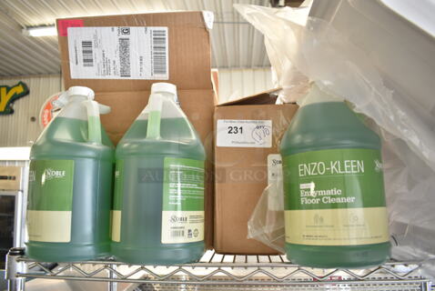 ALL ONE MONEY! Lot of BRAND NEW SCRATCH AND DENT! Cleaner Including 3 999ENZFLOOR1G Enzo Kleen Enzymatic Floor Cleaner Jugs, 3 Noble 147ENZDRAIN1G Ready-to-Use Enzymatic Drain Maintainer, 12 Noble Enzymatic Drain Maintiner Bottles. 
