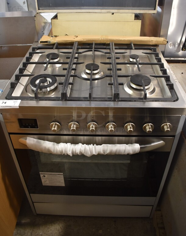 BRAND NEW SCRATCH AND DENT! Koolmore Stainless Steel Commercial Gas Powered 5 Burner Range w/ Oven. - Image 1 of 5