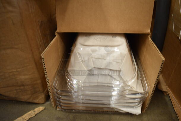 ALL ONE MONEY! Lot of 6 BRAND NEW IN BOX! Cambro Clear Poly Drop In Bins. 6.5x21x2 - Image 1 of 3