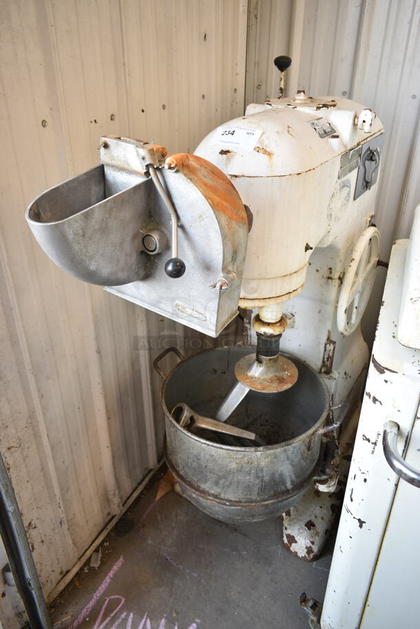 AS600 Metal Commercial Floor Style 60 Quart Planetary Dough Mixer w/ Metal Mixing Bowl, Dough Hook, Paddle and Pelican Head Attachments. 208-240 Volts. - Image 1 of 10
