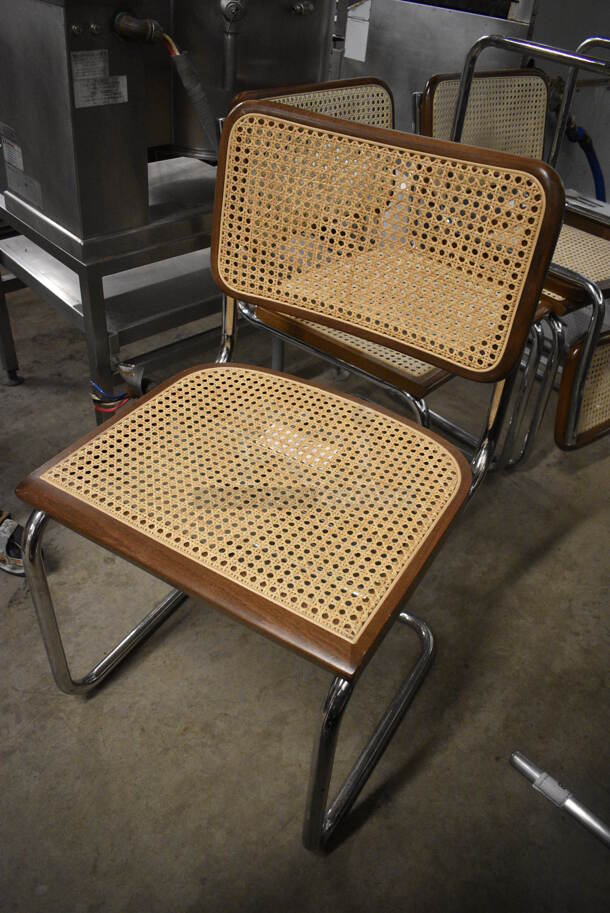 4 Brown and Tan Chairs on Chrome Finish Frame. 18x18x32. 4 Times Your Bid! - Image 2 of 3