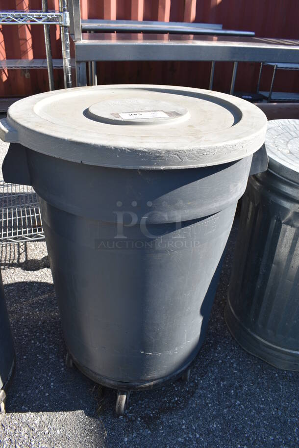 2 Gray Poly Trash Cans w/ Lids on Dollies. 26x24x32. 2 Times Your Bid! - Image 3 of 5