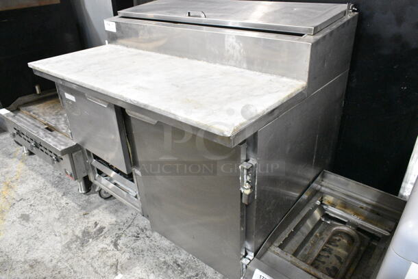 Leader ESPT48S/C Stainless Steel Commercial Pizza Prep Table on Commercial Casters. 115 Volts, 1 Phase. Tested and Working! - Image 1 of 7