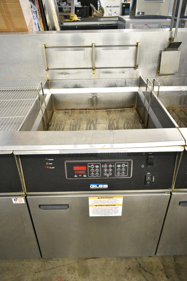 Giles EOF-24 Stainless Steel Commercial Electric Powered 3 Bay Fryer w/ Giles EOF-BIB Dumping Station and 4 Metal Fry Baskets. 480 Volts, 3 Phase. - Image 3 of 12