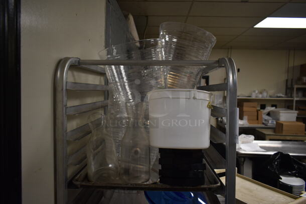 Metal Commercial Pan Transport Rack w/ Contents on Commercial Casters. (dish room) - Image 5 of 6