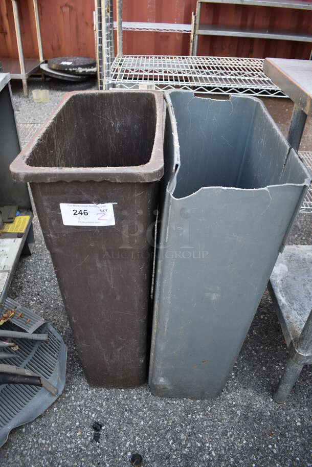 2 Poly Slim Jim Trash Cans. 11x20x30. 2 Times Your Bid! - Image 2 of 4