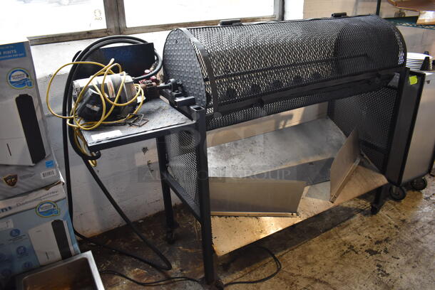 Metal Commercial Floor Style Portable Rotating Vegetable Roaster Grill w/ Rotisserie Motor on Commercial Casters. 69x22x51 - Image 5 of 7