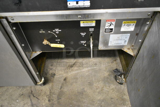 Giles EOF-24 Stainless Steel Commercial Electric Powered 3 Bay Fryer w/ Giles EOF-BIB Dumping Station and 4 Metal Fry Baskets. 480 Volts, 3 Phase. - Image 11 of 12