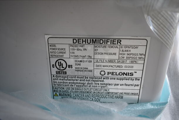 IN ORIGINAL BOX! Pelonis PAD30C1AWT ENERGY STAR 30 Pint Dehumidifier. 115 Volts, 1 Phase. - Image 9 of 9