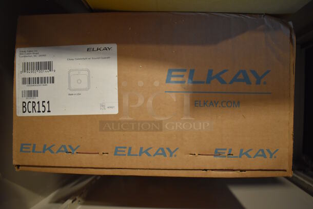 BRAND NEW! Royston Wood Pattern Single Door Cabinet w/ Elkay Sink Basin and Moen Faucet. 18x30x27 - Image 4 of 10