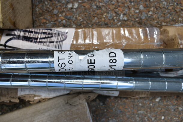 Lot of 12 BRAND NEW SCRATCH AND DENT! Regency 460EGP74/460EGC74 Chrome Finish Poles for Shelving Unit.  - Image 4 of 7