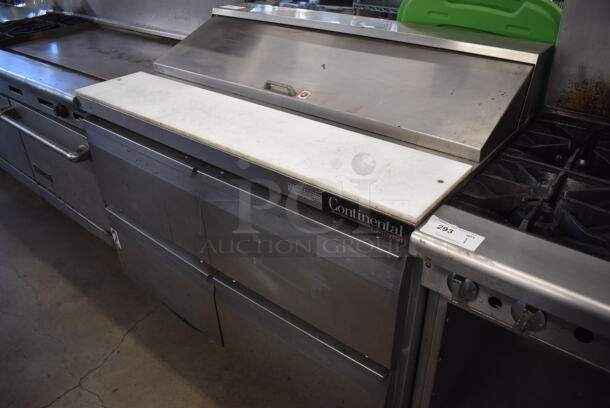 Continental SW48-12 Stainless Steel Commercial Sandwich Salad Prep Table Bain Marie Mega Top w/ 4 Drawers on Commercial Casters. 115 Volts, 1 Phase. 48x30x44. Tested and Powers On But Temps at 58 Degrees - Image 2 of 9