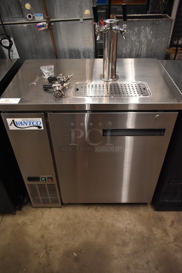 BRAND NEW SCRATCH AND DENT! 2023 Avantco 178UDD36HCS 36" Stainless Steel Double Tap Kegerator Beer Dispenser - (1) 1/2 Keg Capacity. 115 Volts, 1 Phase. Tested and Working! - Image 2 of 7