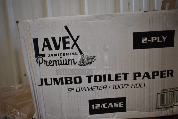 PALLET LOT of 20 BRAND NEW Boxes Including 2 Box 128HD8COMBO ChoiceHD 8 oz. Microwavable Translucent Plastic Deli Container and Lid Combo Pack - 240/Case, 500CC12 Choice Clear PET Customizable Plastic Cold Cup - 12 oz. - 1000/Case, 5002TPJPR1K Lavex Premium 2-Ply Jumbo 1000' Toilet Paper Roll with 9" Diameter - 12/Case, 4 Box 612FFL1230 Choice Foil Steam Table Pan Lid - Full Size - 50/Case, 500LFLAT Choice Clear Flat Lid with Straw Slot - 9, 12, 16, 20, and 24 oz. - 1000/Case, 2 Box Choice 20 lb Shorty Heavy Duty SOS Bag. 20 Times Your Bid!  - Image 8 of 12
