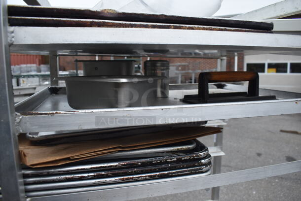 Commercial Stainless Steel Utility Cart With Steel Trays, Muffin Tins, Etc On Commercial Casters. - Image 5 of 6