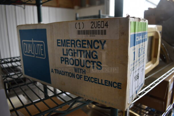 BRAND NEW IN BOX! Dual Lite Emergency Lighting Products EZ-2 Two Headed Emergency Light - Image 1 of 3
