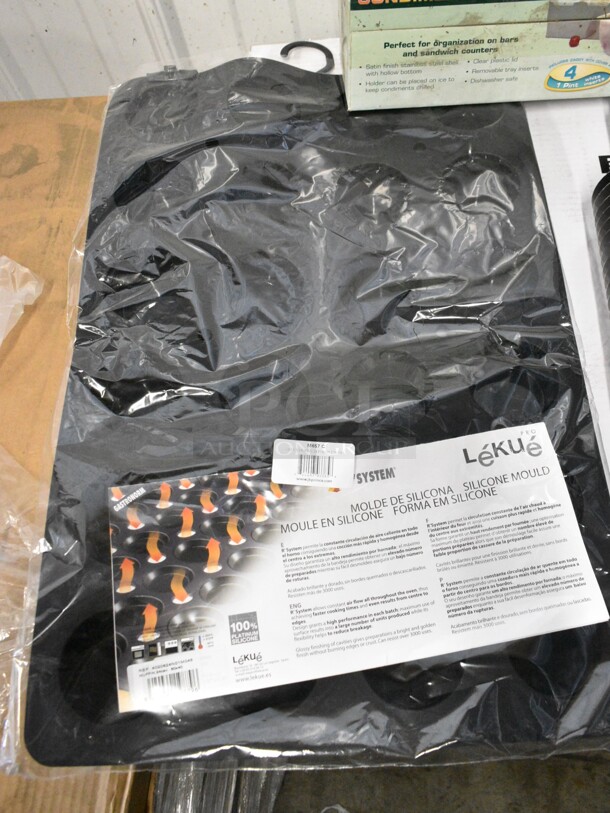 3 BRAND NEW! Items Including Lekue M657C Silicone Mould, Winco CDP-4 Condiment Holder, Cutting Rolling Pin. 3 Times Your Bid!  - Image 3 of 8