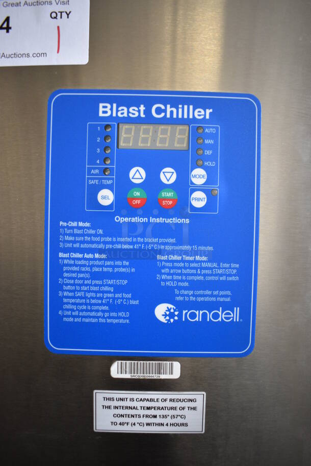 2018 Randell Model BC-18 Stainless Steel Commercial Floor Style Blast Chiller w/ 4 Probes. 115/230 Volts, 1 Phase. 40x37x70 - Image 3 of 7