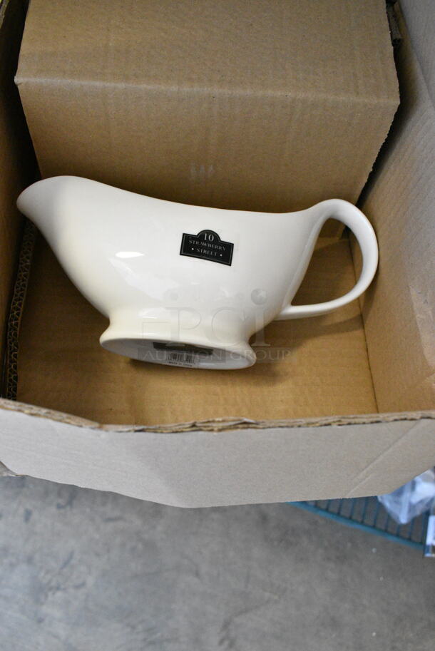 2 Box of 3 BRAND NEW SCRATCH AND DENT! 10 Strawberry Street WTR-20GRAVY-XG Whittier 20 oz. White Porcelain Gravy Boat. 1 Box Missing 2. 2 Times Your Bid!  - Image 6 of 6