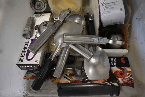 ALL ONE MONEY! Lot of Various Items Including Spades, Scoopers, Meat Grinder, Mirro Seals in White Poly Bin! - Image 3 of 4
