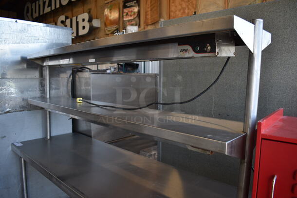 Stainless Steel Commercial Table w/ 2 APW Wyott FD-60 Warming Strip, 2 Over Shelves and Under Shelf. 73x24x66 - Image 2 of 5