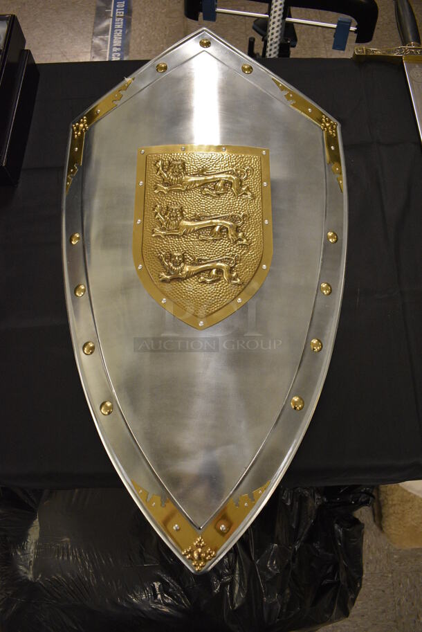 BREATHTAKING! Metallic King Richard the Lionheart Shield with Gold Embellishment and Decoration by Marto