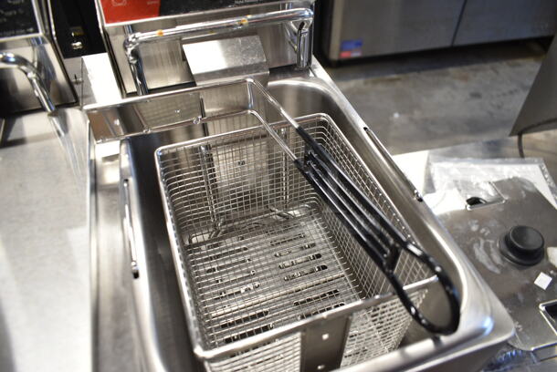 BRAND NEW SCRATCH AND DENT! 2024 Crosson CF-20 Stainless Steel Commercial Countertop Electric Powered 2 Bay Fryer w/ 2 Metal Fry Baskets and 2 Lids. 120 Volts, 1 Phase. - Image 5 of 11