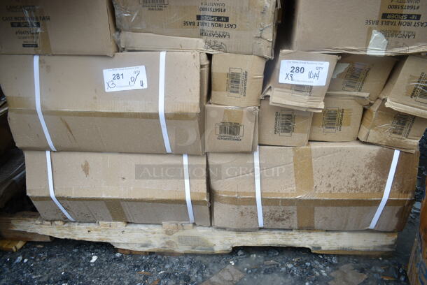 3 Boxes of 8 BRAND NEW SCRATCH AND DENT! Lancaster Table & Seating 164TCOLRD425 25 3/16" x 4" Standard Height Table Base Column and Rod. 3 Times Your Bid! May Be Missing Pieces.  - Image 2 of 5