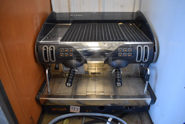 2016 Smart Stainless Steel Commercial Countertop 2 Group Espresso Machine w/ 2 Portafilters and 2 Steam Wands. 25x22x23
