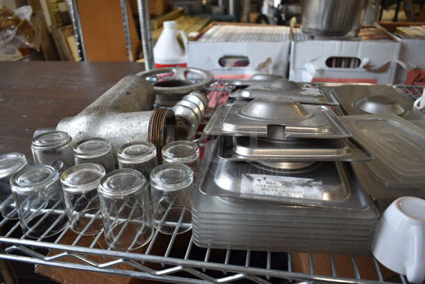 ALL ONE MONEY! 5 Tiers of Various Items Including Poly Pitchers, Ceramic Dishes, Glassware. Does Not Include Shelving Unit.  - Image 7 of 12