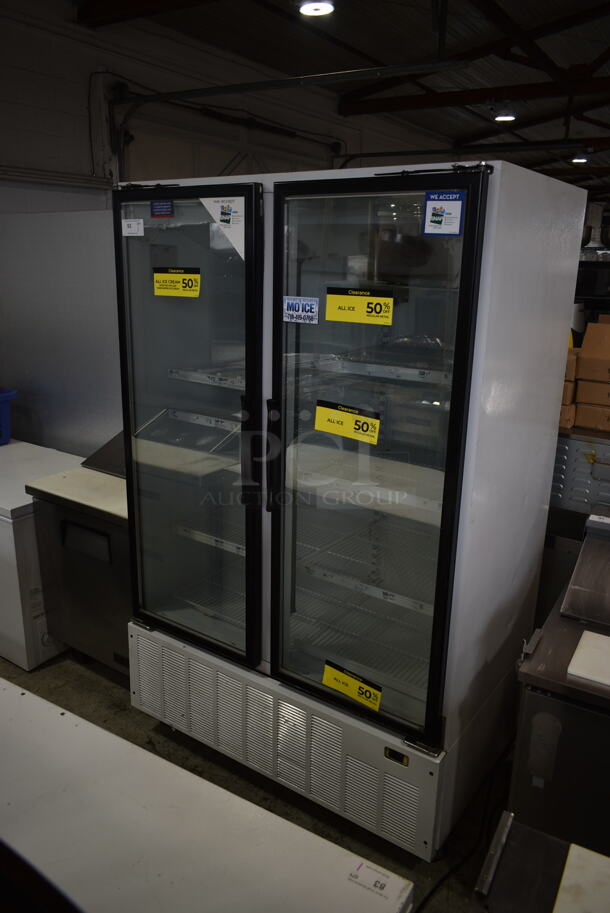 Master-Bilt BLG-48HD Metal Commercial 2 Door Reach In Freezer Merchandiser w/ Poly Coated Racks. 115/208-230 Volts, 1 Phase. 