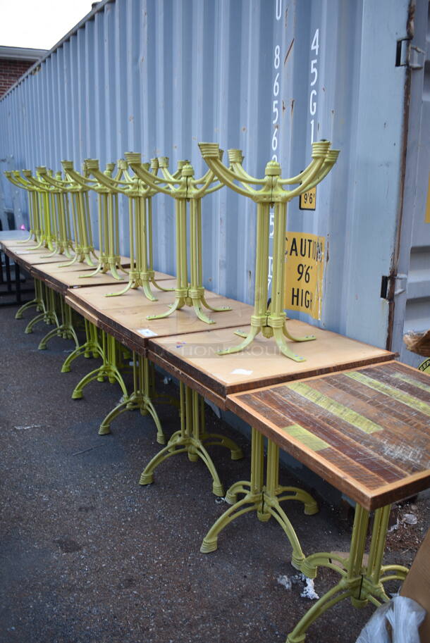 17 Wooden Dining Height Tables on Metal Table Base. 17 Times Your Bid! - Image 1 of 4