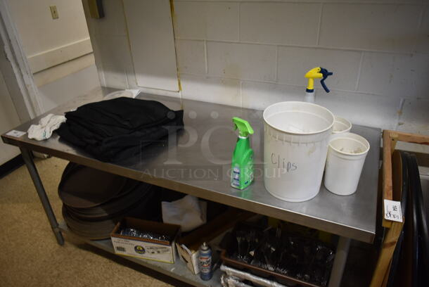 Stainless Steel Table w/ Under Shelf and Contents Including Oval Serving Trays. (hallway) - Image 3 of 4