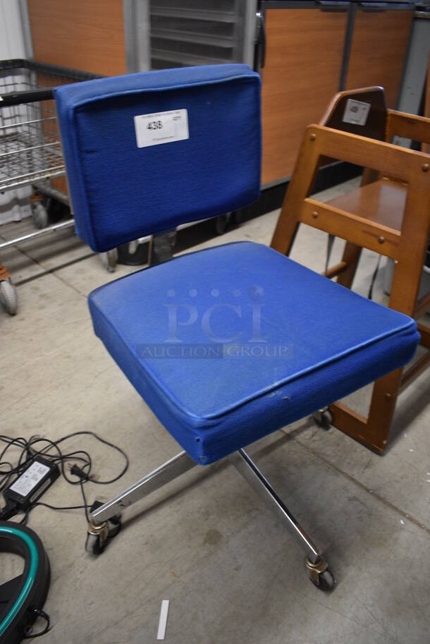 Blue Chair on Casters. 18x20x32 - Image 2 of 3