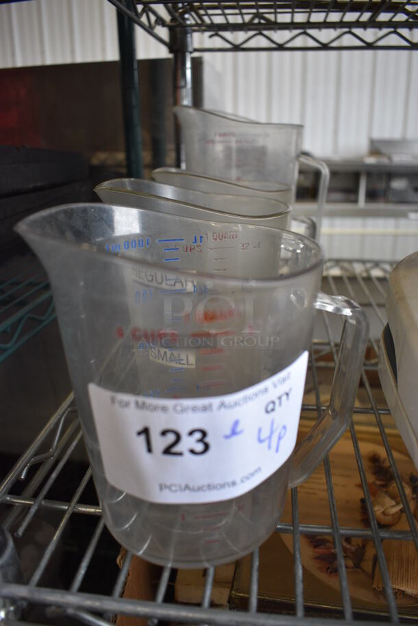 ALL ONE MONEY! Lot of 4 Various Clear Poly Pitchers! Includes 6x4x6 - Image 1 of 3