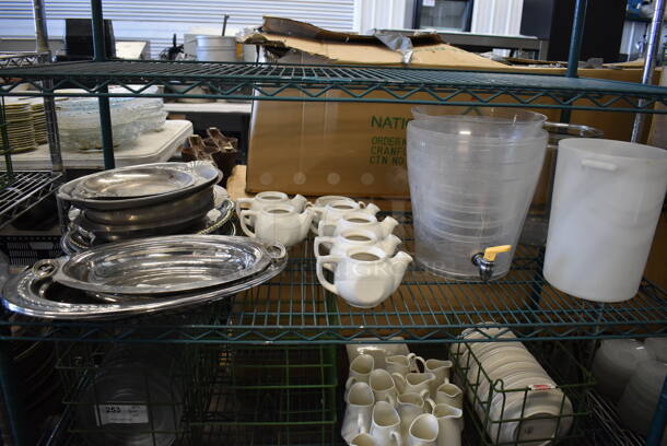 ALL ONE MONEY! Tier Lot of Various Items Including Metal Dishes, Ceramic Pitchers and Poly Bin - Image 2 of 10