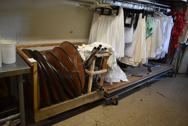 ALL ONE MONEY! Lot of Cart of Tables and Cart of Linens. (hallway) - Image 1 of 5