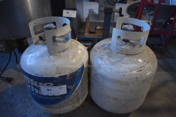 2 Metal 15 Pound Capacity Propane Gas Tanks. 13x13x19. 2 Times Your Bid! - Image 1 of 5