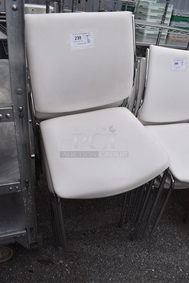 6 White Dining Height Chairs on Chrome Finish Frame. 20x20x35. 6 Times Your Bid! - Image 3 of 3
