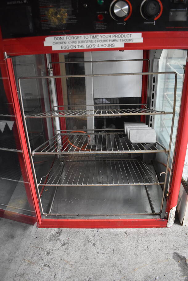 Hatco FSD00326 Flav-R-Savor Floor Style Humidified Hot Food Holding & Display Cabinet With 3 Tier Wire Racks In Red. 120V/1 Phase Tested And Working - Image 4 of 6