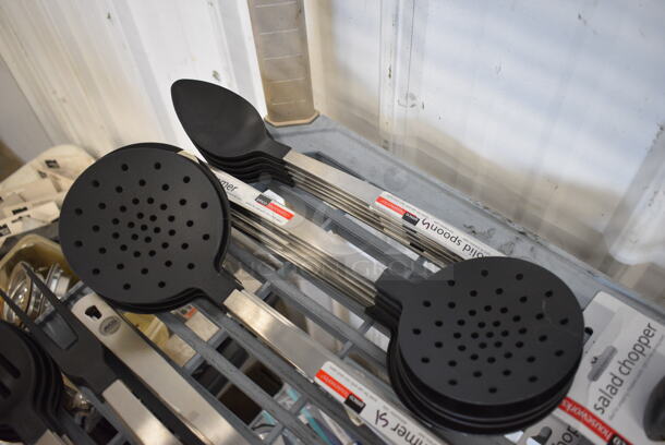 ALL ONE MONEY! BRAND NEW! Lot of 10 Poly Spatulas, 7 Pasta Forks, 5 Soup Ladles, 11 Straining Serving Spoons, 9 Steak Forks, 15 Strainers, 5 Serving Spoons, 5 Tomato Stemmers and 5 Salad Choppers - Image 5 of 7