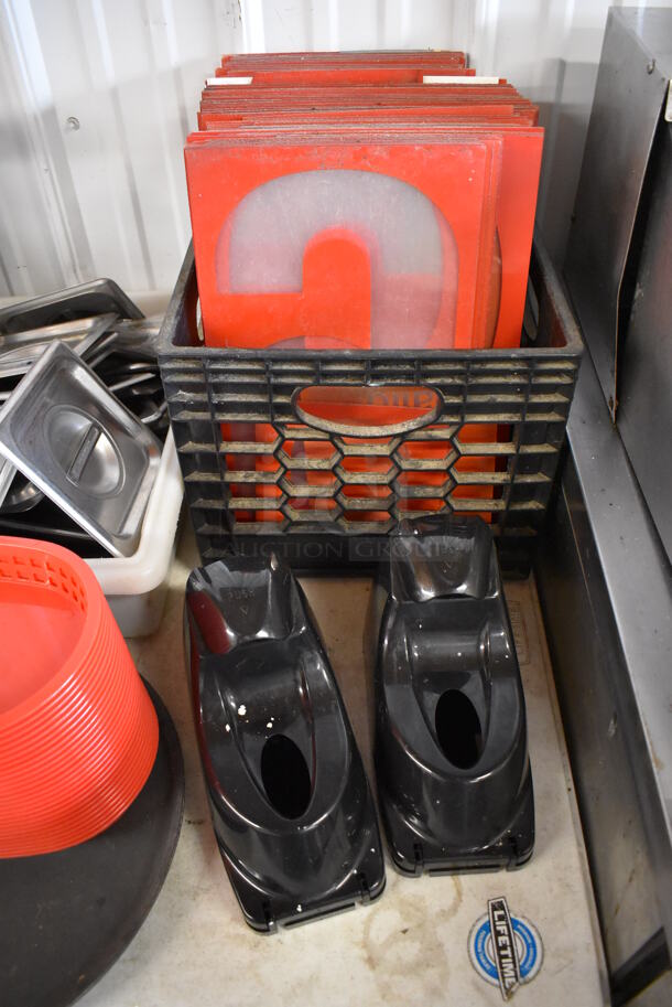 ALL ONE MONEY! Lot of Various Items Including Sign Letters, Stainless Steel Drop In Bin Lids and Poly Tumblers - Image 2 of 7