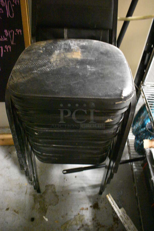 6 Black Metal Stackable Banquet Chairs w/ Black Cushions. 18x21x37. 6 Times Your Bid! (kitchen) - Image 3 of 3