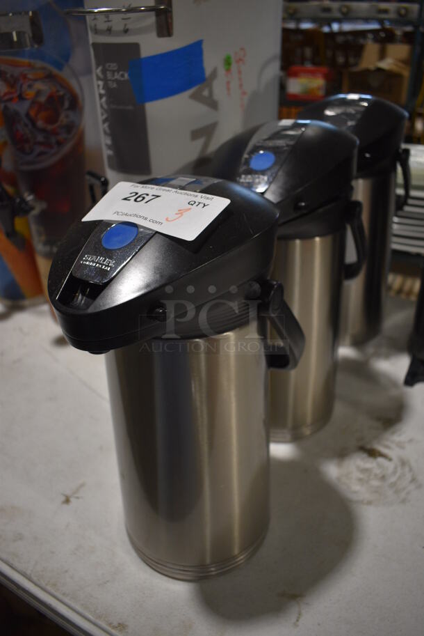 3 Stanley Stainless Steel Air Pots. 7x9x14. 3 Times Your Bid! 