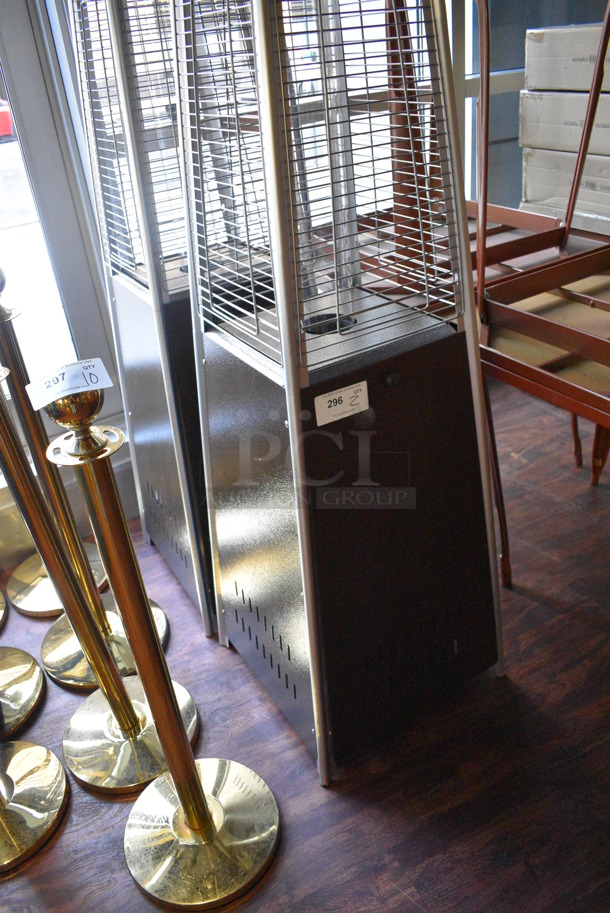 2 Metal Floor Style Patio Heaters. 21x21x92. 2 Times Your Bid! (lounge) - Image 4 of 5