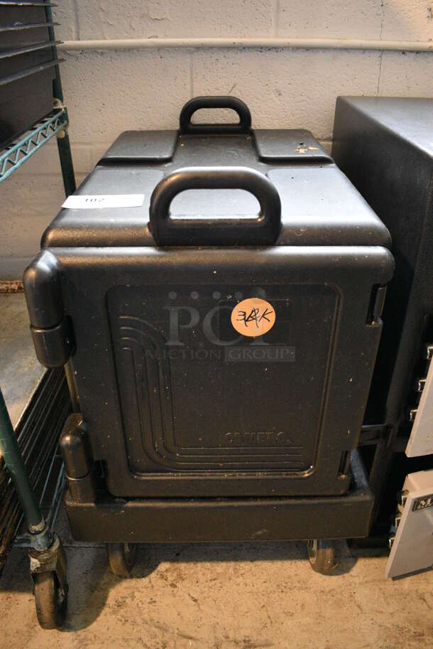 Cambro PC300 Black Poly Insulated Food Catering Case on Black Poly Dolly. 17x26x31 - Image 1 of 8
