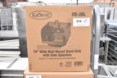 BRAND NEW IN BOX! Krowne HS-26L Stainless Steel 16" Wide Wall Mount Hand Sink. 