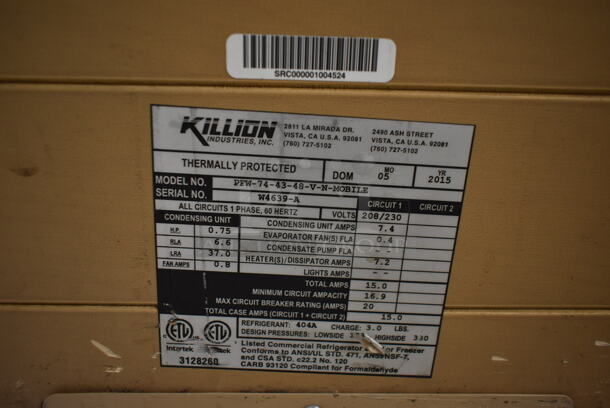 2015 Killion PFW-74-43-48-V-N-MOBILE Metal Commercial Grab N Go Open Merchandiser on Commercial Casters. 208/230 Volts. - Image 7 of 7