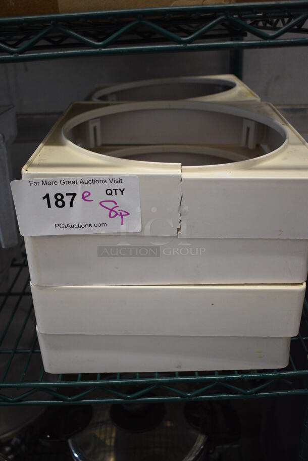 ALL ONE MONEY! Lot of 8 White Poly Ice Cream Tub Collars. 10x10x2.5